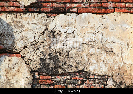 ruin monastery temple wall from red brick using as background Stock Photo