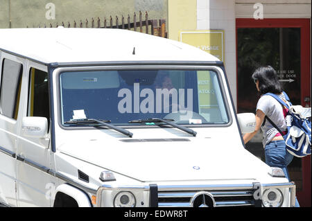 Ashley Tisdale pulls up in her white Mercedes-Benz to go to the skin care salon  Featuring: Ashley Tisdale Where: Los Angeles, California, United States When: 08 Jul 2014 Stock Photo