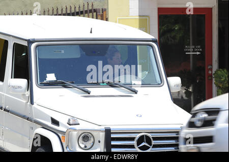 Ashley Tisdale pulls up in her white Mercedes-Benz to go to the skin care salon  Featuring: Ashley Tisdale Where: Los Angeles, California, United States When: 08 Jul 2014 Stock Photo