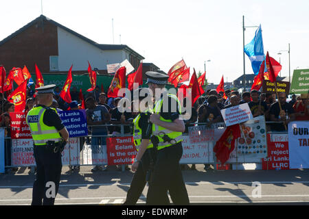 Commonwealth Games Protested Sri Lankan Tamils protest near Parkhead Stadium before the opening ...