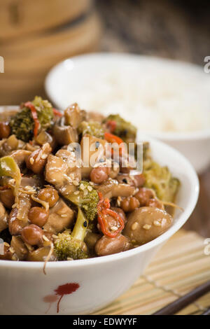 stir fried vegetables in a chinese wok Stock Photo