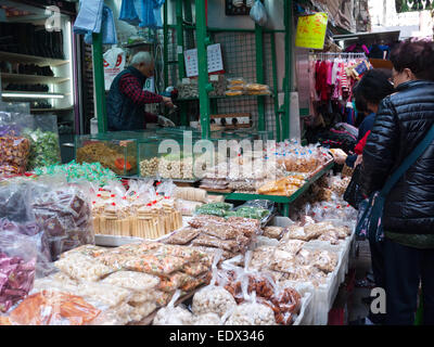 Hong Kong 2015 - Market  stall selling  candies Stock Photo