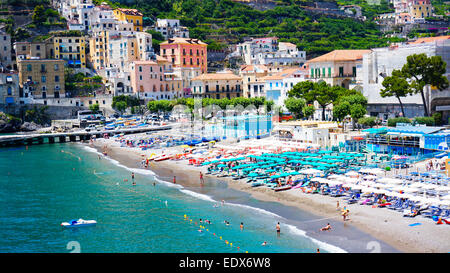 Positano and Amalfi, the most famous summer vacationland in southern Italy. Stock Photo