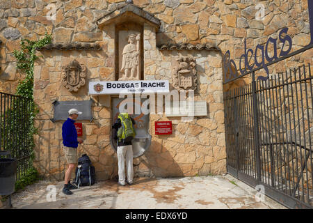 Way of St James, Wine Fountain, Bodegas Irache, Pilgrims, Camino de Santiago, Navarra, Ayegui, Navarre Stock Photo