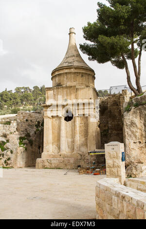 Yad Avshalom (Tomb of Absalom), an ancient monumental tomb in the Kidron Valley in Jerusalem. Traditionally ascribed to Absalom, Stock Photo
