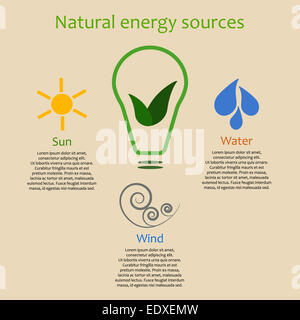 Infographics of natural energy sources Stock Photo
