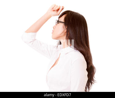 Sode profile of Chinese businesswoman wearing glasses Stock Photo