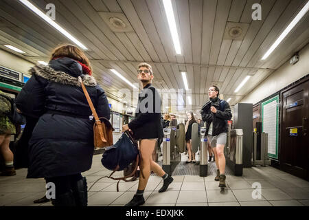 London, UK. 11th Jan, 2015.  No Trousers Tube Ride (No Pants Subway Ride) Credit:  Guy Corbishley/Alamy Live News Stock Photo