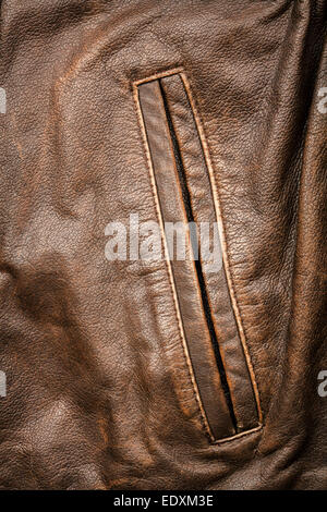 Crumpled leather with side pocket Stock Photo