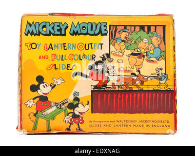 Vintage Mickey Mouse 'toy lantern outfit' in the original box with colour slides Stock Photo