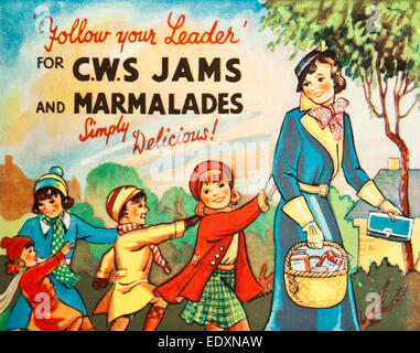 Vintage 1930's advert for CWS (Co-operative Wholesale Society) Jams and Marmalades Stock Photo