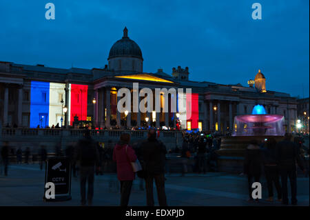 Trafalgar Square, London, UK. 11th January 2014. London rally in solidarity with France following the terrorist attacks in Paris Stock Photo