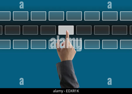 asian business man touching on touch screen interface Stock Photo