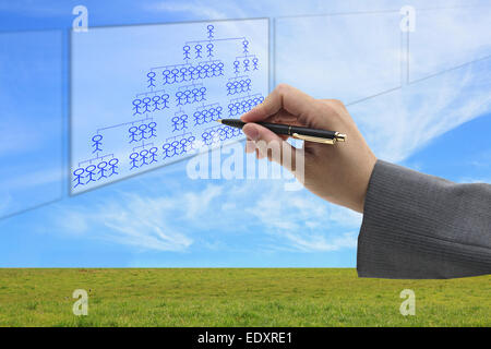 Asian businessman writing organization chart on white board for human resource concept Stock Photo
