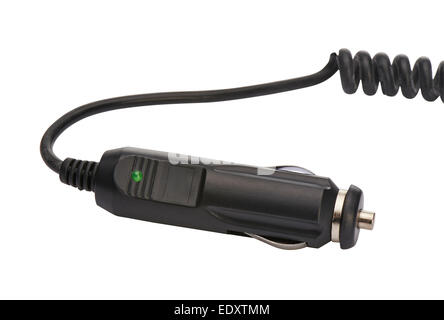 Car power adapter for chargers of rechargeable batteries, mobile phones and other electronic devices.  clipping path Stock Photo