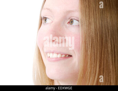 beautiful blonde girl looking away from camera Stock Photo