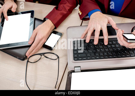 Using different digital gadgets Stock Photo