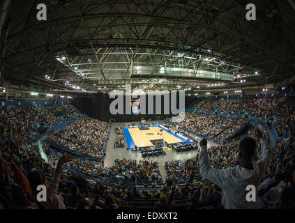 Birmingham, UK. 11th January, 2015.  General view of the Barclaycard Arena during the BBL Basketball Final between the ESH Group Newcastle Eagles and the Glasgow Rocks. Credit:  Stephen Bartholomew/Alamy Live News Stock Photo