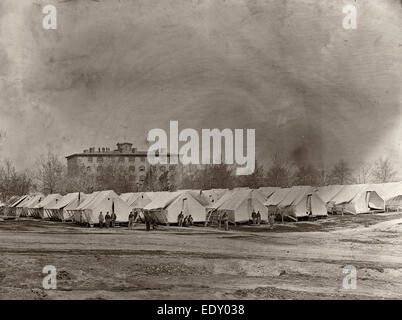 Washington, D.C. Hospital tents at Camp Carver, with Columbian College building, circa 1863 Stock Photo