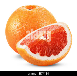 half a grapefruit on white background. Clipping Path Stock Photo