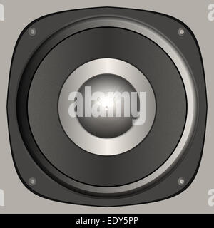 Audio speaker isolated on gray background Stock Photo