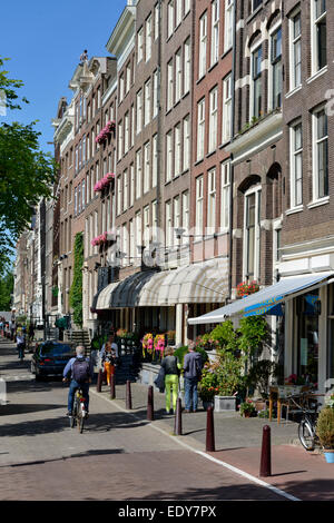 Typical canalside street, Singel, Amsterdam, North Holland, Netherlands, Europe Stock Photo