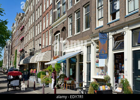 Typical canalside street, Singel, Amsterdam, North Holland, Netherlands, Europe Stock Photo