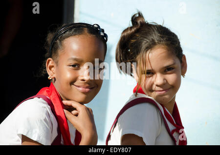School girls playing in the local park in Havana, Cuba Stock Photo