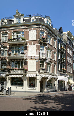 Building on the corner of Elandsgracht and Prinsengracht, Amsterdam, North Holland, Netherlands, Europe Stock Photo