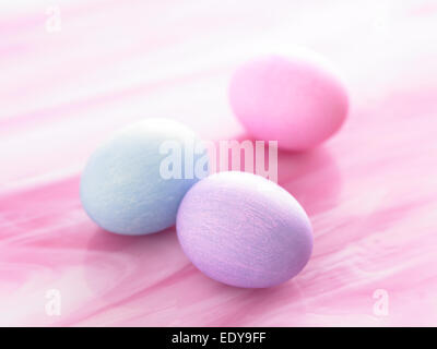 Easter Sunday Holiday eggs on pink background Stock Photo
