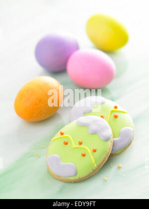 Easter Holiday cookies and eggs Stock Photo