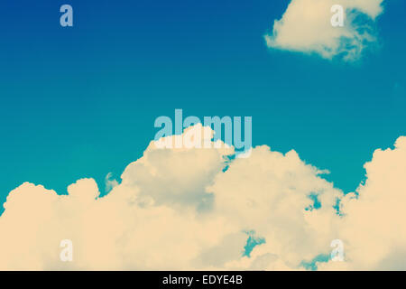 Retro Photo Of Summer Blue Sky With Cumulus White Clouds Stock Photo