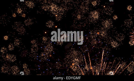 Buntes Feuerwerk am Nachthimmel, Colorful fireworks in the night sky, Fireworks, Pyrotechnics, firecrackers, Colorful, Colourful Stock Photo