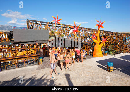 Zrce, Croatia - Noa beach bar - Island Pag, Stock Photo