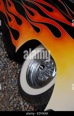Pinstripes and flames - hot rod car custom paint Stock Photo