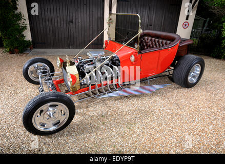 Traditional 60s style Ford T-Bucket hot rod based on a Model T car Stock Photo