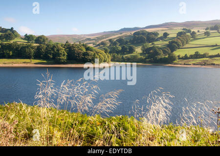 Summer in the Peak District at Ladybower reservoir in the Derwent valley. Stock Photo