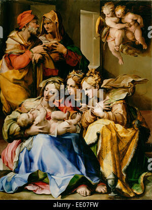 Holy Family with Saints Anne, Catherine of Alexandria, and Mary Magdalene; Nosadella, Italian (Bolognese) Stock Photo