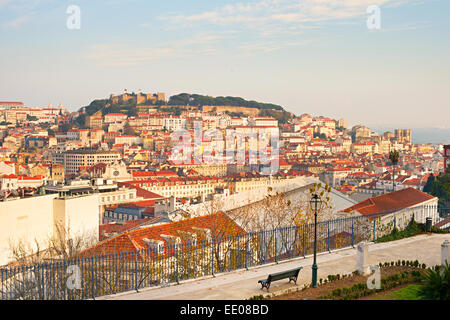 Skyline of Lisbon, viewl from the Miradouro de San Pedro de Alcantra Stock Photo