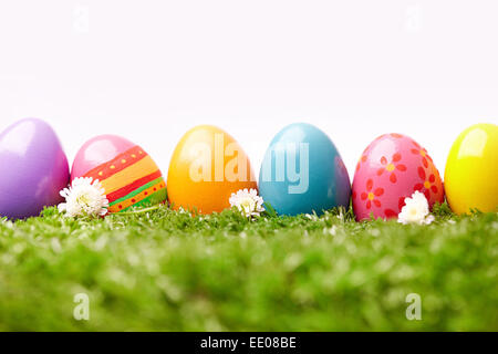 Row of colored Easter eggs Stock Photo
