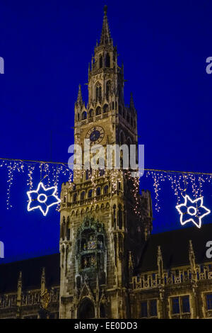 Christkindlmarkt, Weihnachtsmarkt am Münchner Marienplatz, Christmas Market at Marienplatz in Munich, Germany, Bavaria, Munich, Stock Photo