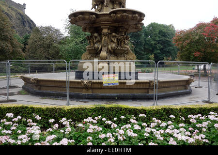 The Ross Fountain has fallen into disrepair in West Princes Street Gardens in Edinburgh Stock Photo