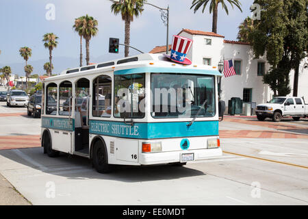 Santa Barbara's Waterfront Downtown Electric Passenger Transit Bus in California USA Stock Photo