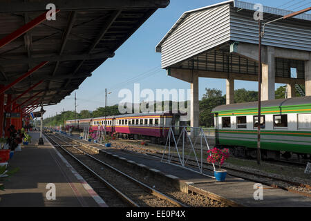 Railway Station at Kanchanaburi Thailand Stock Photo