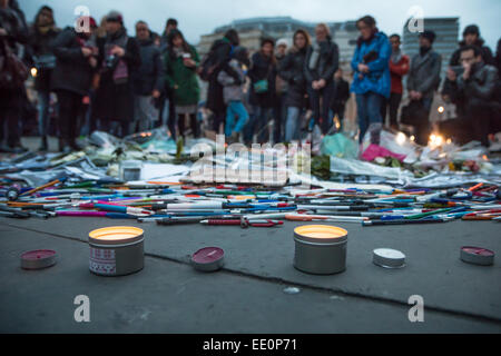 London, UK. 11th Jan, 2015. Londoners stand united with France after terrorist attacks Credit:  Zefrog/Alamy Live News Stock Photo