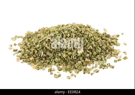 Dried chives chopped isolated on white background Stock Photo