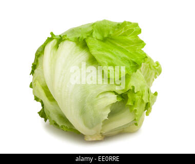 Green Iceberg lettuce isolated on White Background Stock Photo