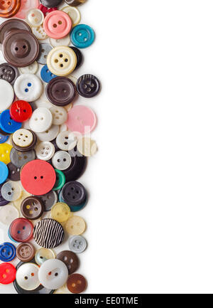 Sewing buttons border isolated on white background Stock Photo