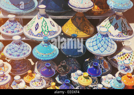 Tajines in shop in the medina of Tunis,Tunisia Stock Photo