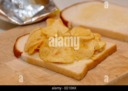 potato crisp sandwich Stock Photo